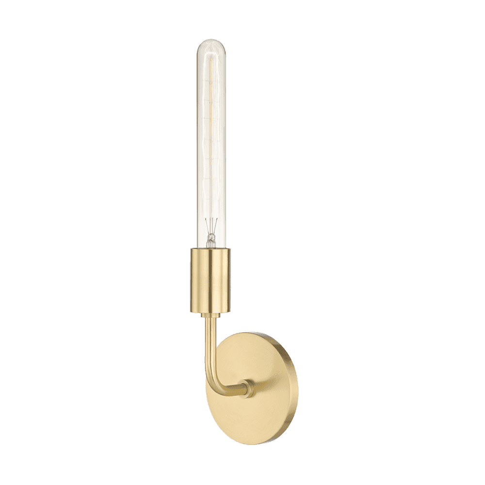 Ava Aged Brass Vintage Wall Sconce with Candlestick Bulb