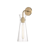Anya Artisanal Aged Brass and Glass Vase Wall Light Fixture