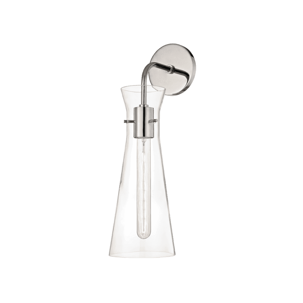 Anya Chic Polished Nickel Wall Sconce with Elegant Glass Shade