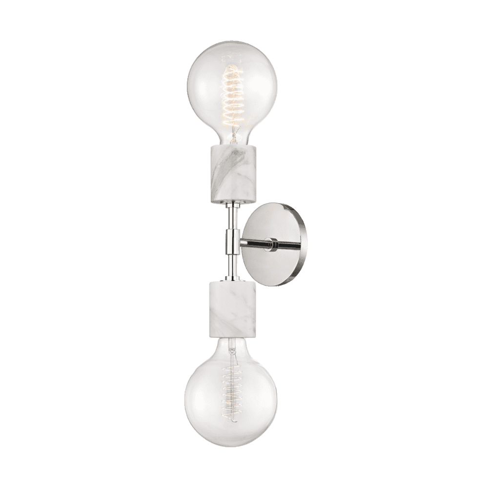Asime Sophisticated Polished Nickel Dual Bulb Wall Sconce