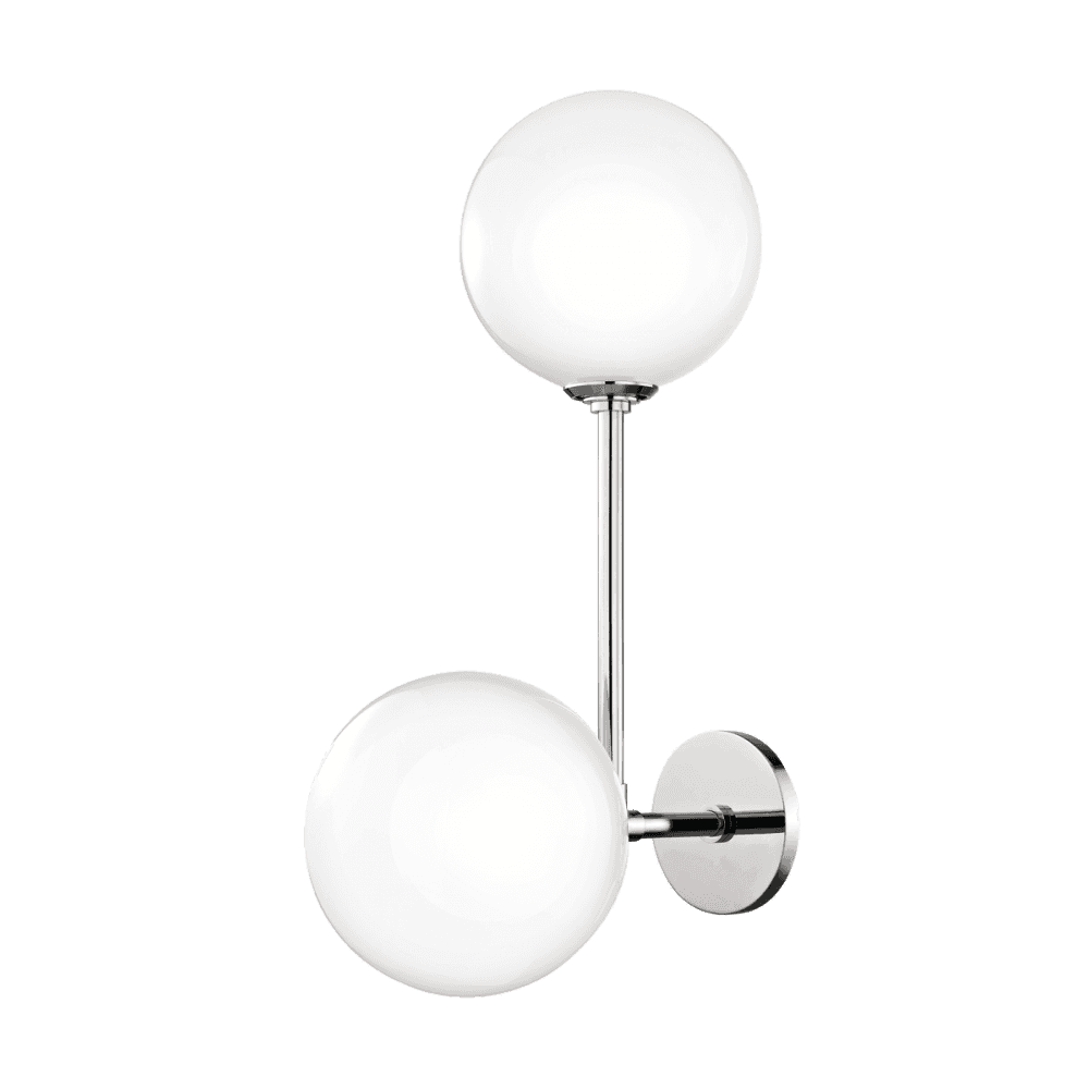 Ashleigh Polished Nickel Double Globe Glass Shade Wall Light