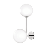 Ashleigh Polished Nickel Double Globe Glass Shade Wall Light