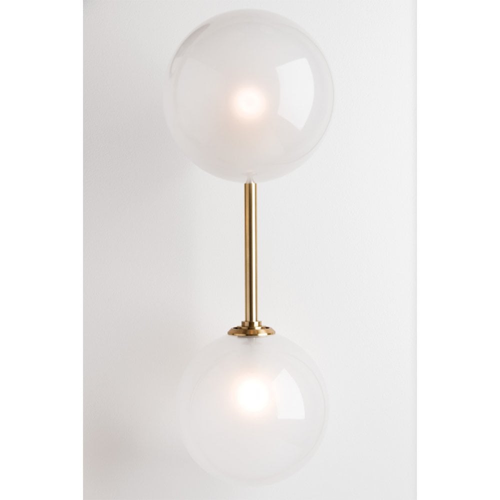 Ashleigh Polished Nickel Double Globe Glass Shade Wall Light