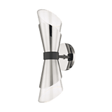 Polished Nickel Wall Sconce with Glass Shade and Dual LED Bulbs