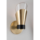 Polished Nickel Wall Sconce with Glass Shade and Dual LED Bulbs