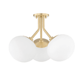 Estee Aged Brass Trio Flush Ceiling Light
