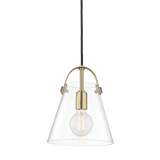 Karin Modern Aged Brass Glass Pendant Light