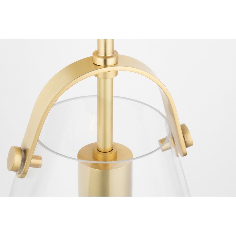 Karin Modern Aged Brass Glass Pendant Light
