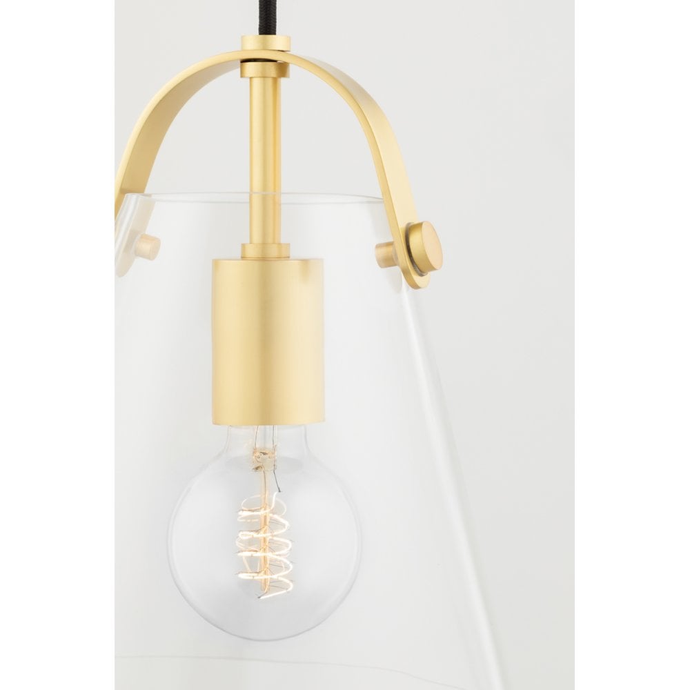 Karin Modern Aged Brass Glass Pendant Light