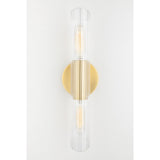 Cecily Polished Nickel Dual-Light Glass Wall Sconce