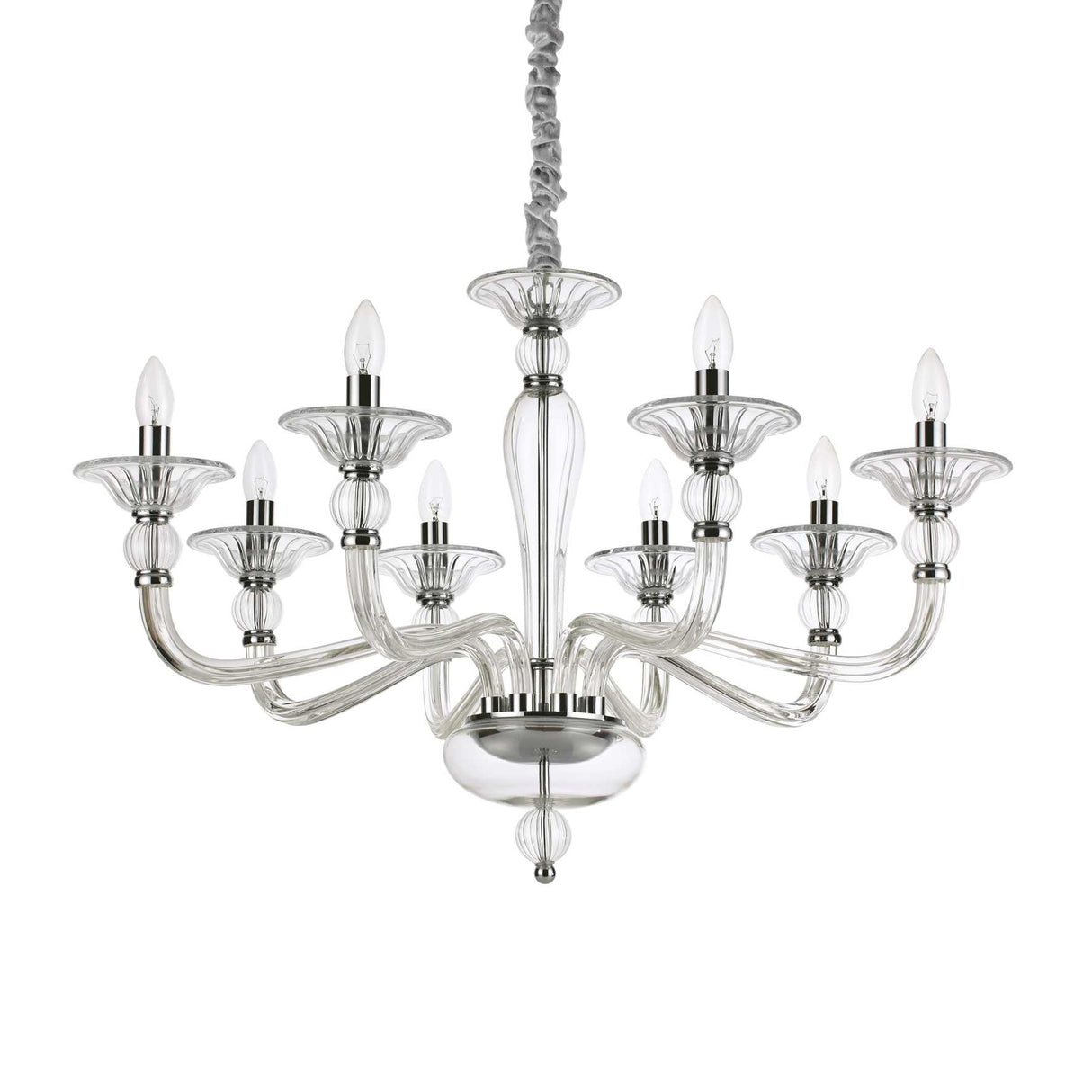 Luminaire Elegance: Crystal Cascade with Eight Radiant Lights