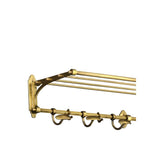 Vintage Brass Wall Rack with Adjustable Mirror and 6 Hooks, 98cm - Arini Collection