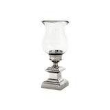 Datcha Hurricane Candle Holder, Polished Nickel & Clear Glass
