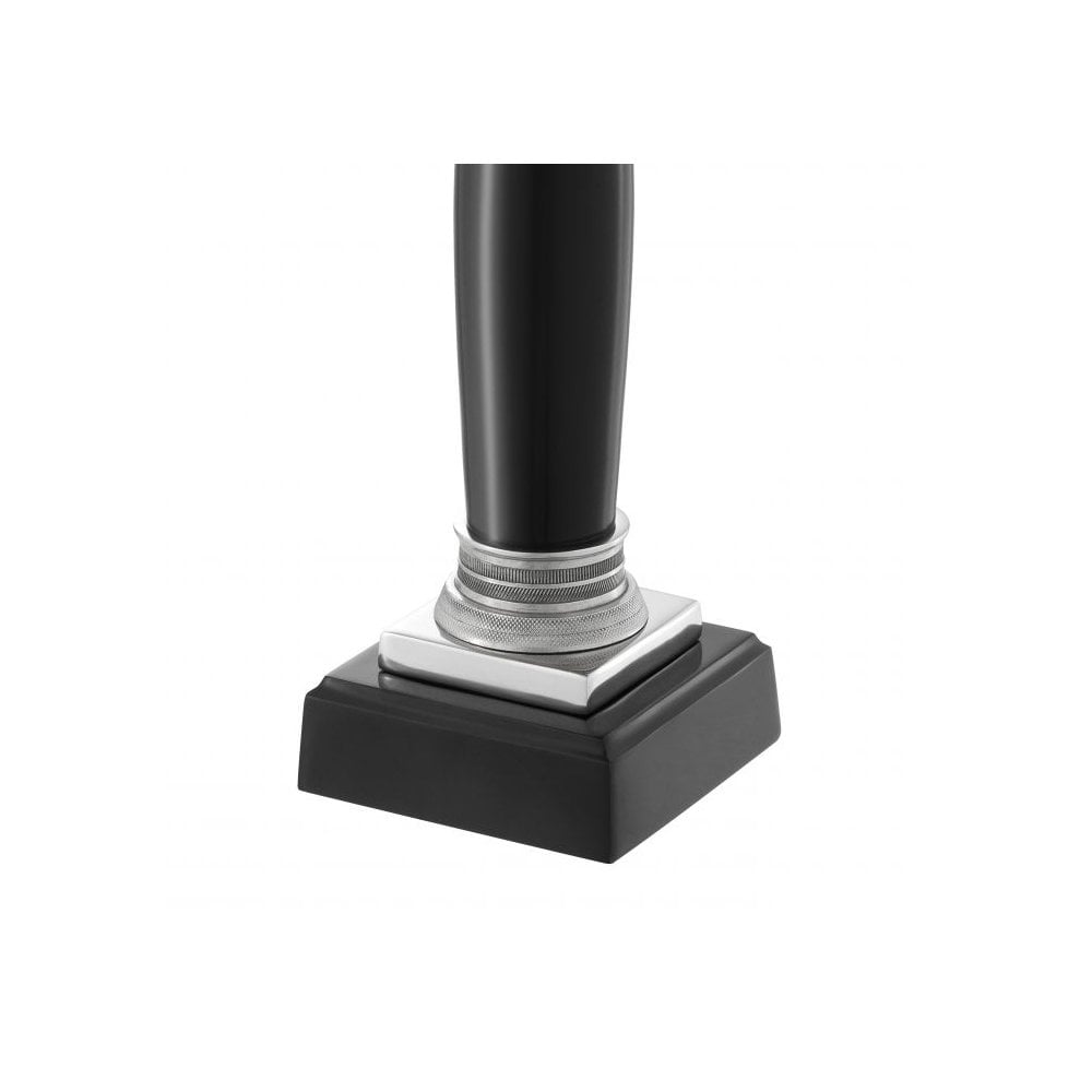 Napoleon Elegant Table Lamp - Black Marble Column Base with Nickel Accents