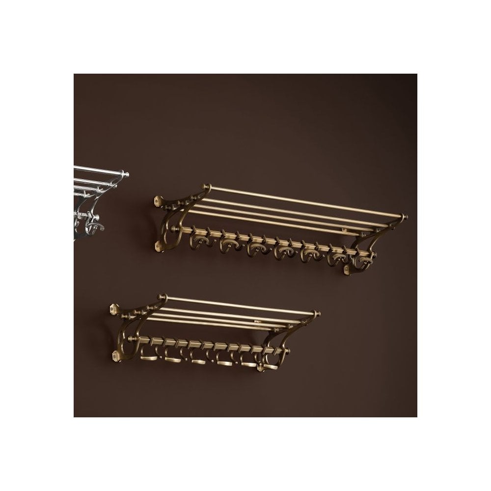 Nostalgic Steam Train Brass Coatrack with Shelf and Hooks