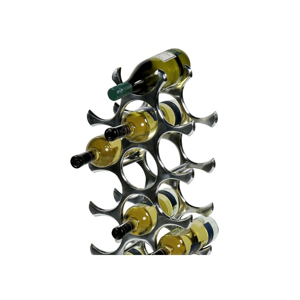 Alboran L Contemporary Wine Rack – Polished Aluminium Finish