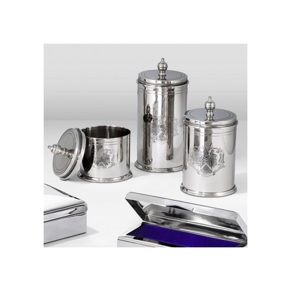 Gaston Biscuit Box Trio: Elegant Nickel-Finished Canister Set