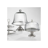 Glamorous Giorgio Cake Stand with Nickel Base and Ribbed Glass Dome