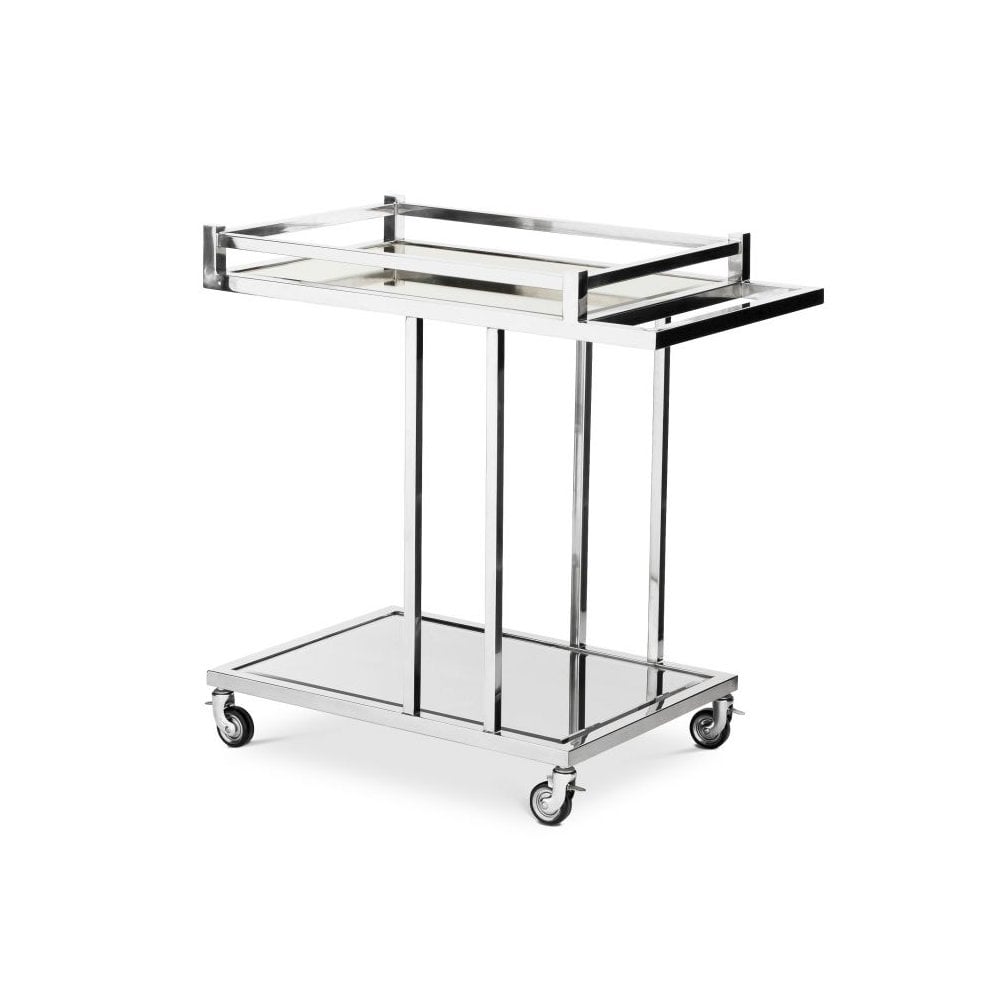 Glamourous Beverly Hills Trolley in Polished Stainless Steel and Bevelled Mirror Glass