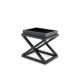 Sleek McArthur Side Table in Waxed Black Wood Finish