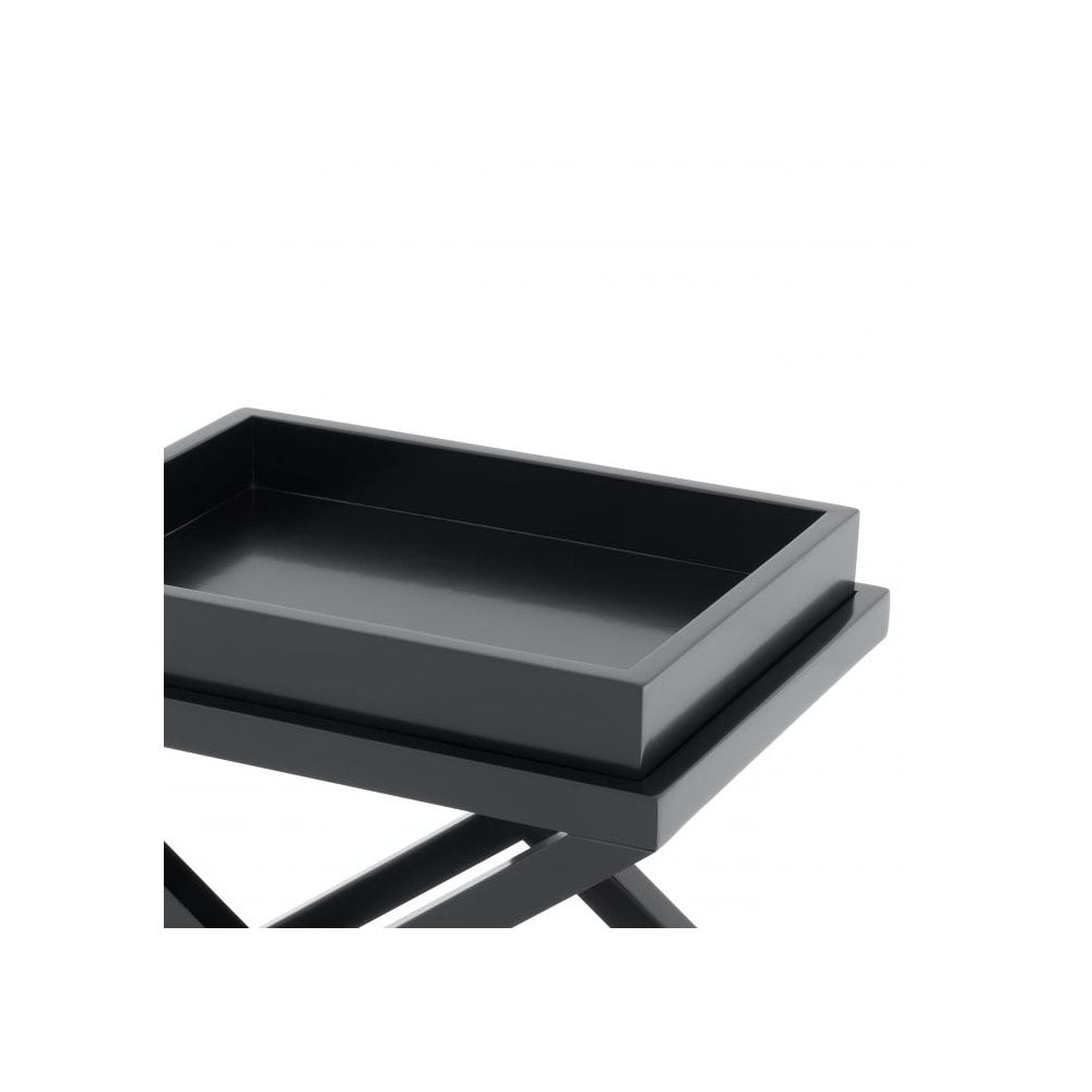 Sleek McArthur Side Table in Waxed Black Wood Finish