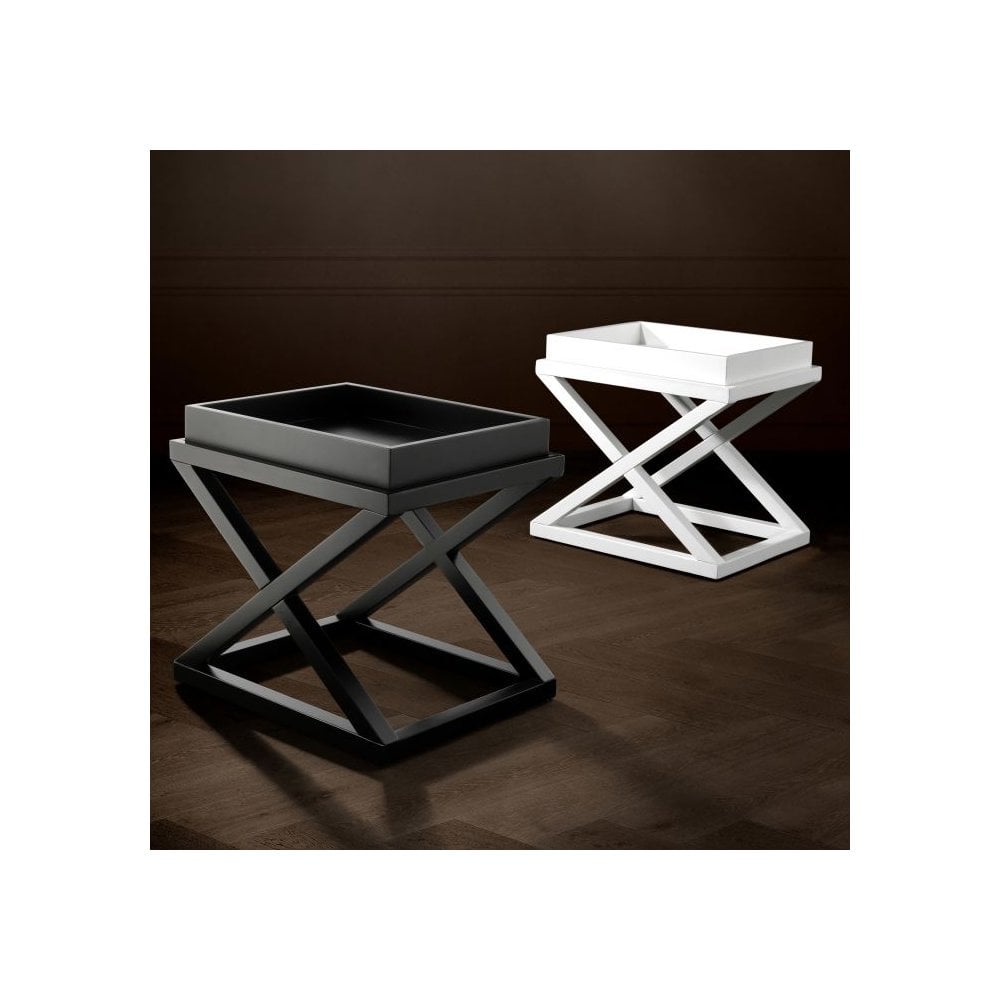 Sleek McArthur Side Table in Waxed Black Wood Finish