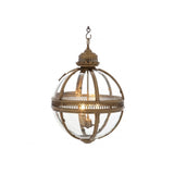 Antique Brass Lantern Pendant with Clear Glass Panels