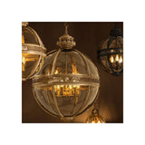 Antique Brass Lantern Pendant with Clear Glass Panels