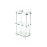 Devon Nickel-Finish Bathroom Rack with Clear Glass Shelves