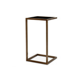 Galleria Side Table with Antique Brass and Black Glass Finish