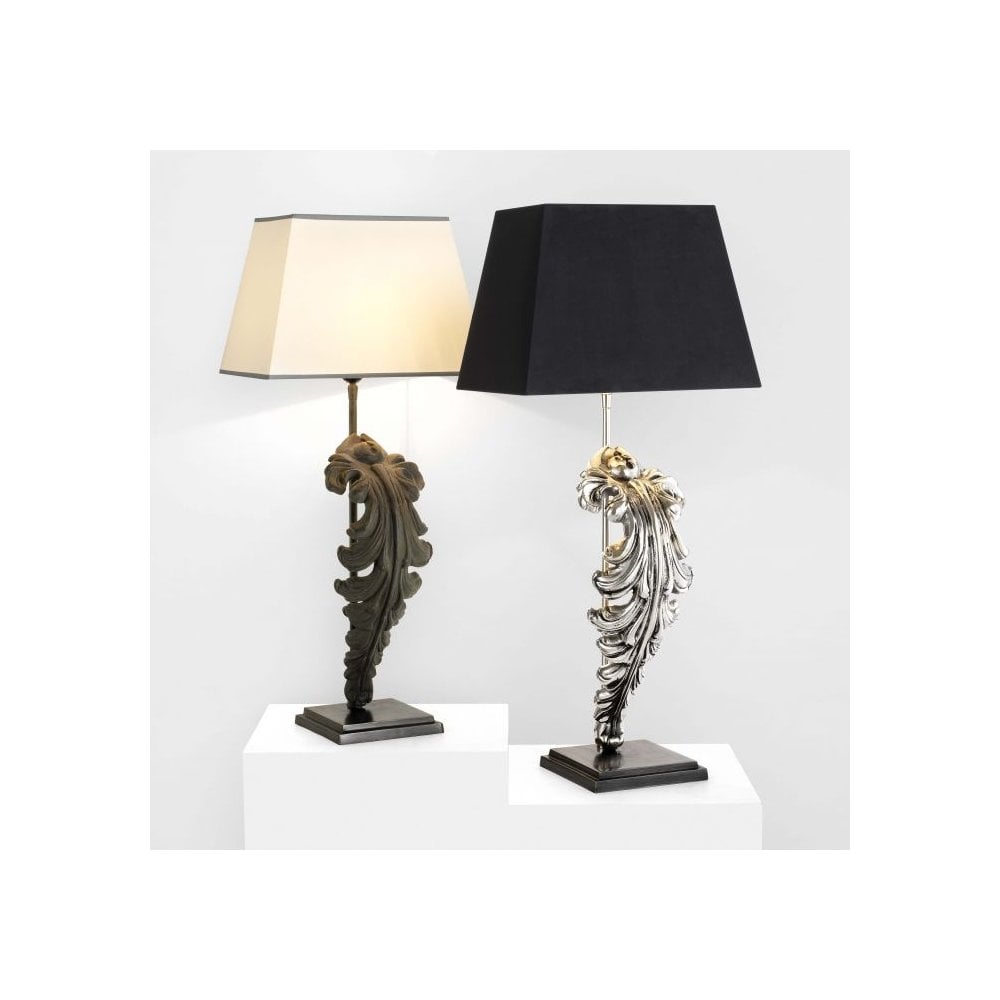 Nickel-Finished Beau Site S Table Lamp with Black Velvet Shade
