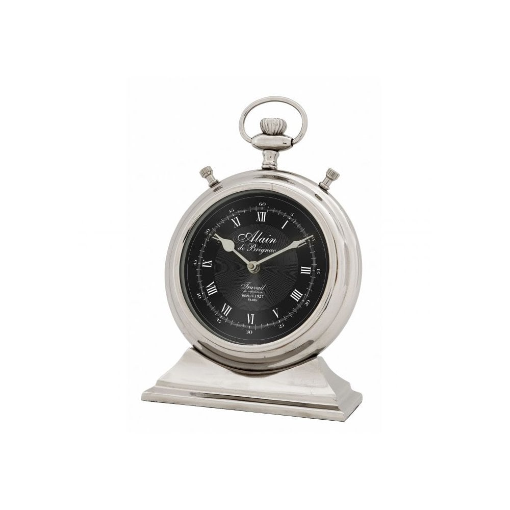 Elegant Alain L Desk Clock with Nickel Finish