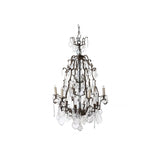Elegant Château De Wideville Chandelier, Antique Brass with Clear Glass Accents
