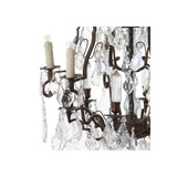 Elegant Château De Wideville Chandelier, Antique Brass with Clear Glass Accents