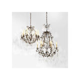 Elegant Château De Wideville Chandelier, Antique Brass with Clear Glass Accents