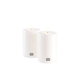 Set of 2 Realistic White Artificial Candles, ø 10 x H. 15 cm, for Indoor Ambience