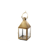 Antique Brass Hurricane Lantern with Clear Glass Panels