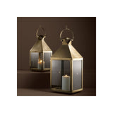 Antique Brass Hurricane Lantern with Clear Glass Panels