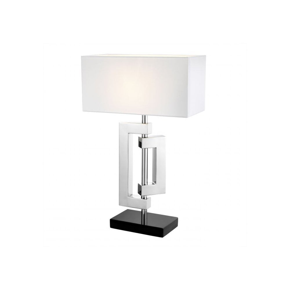 Leroux Table Lamp with Polished Stainless Steel and Granite Base