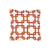 Bradbury Hand-Embroidered Pillow in Off-White, Orange, and Red