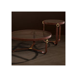 Belgravia Leather & Brass Side Table with Clear Glass Top