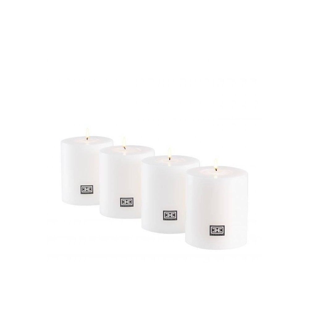 Set of 4 Elegant White Artificial Candles, 8 cm x 9 cm