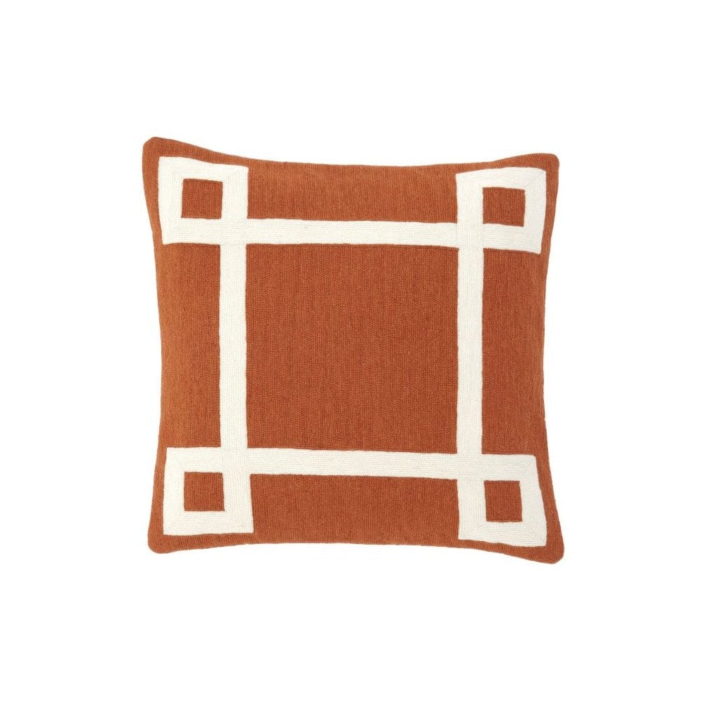 Hand-Embroidered Orange Hartley Pillow, 50x50 cm