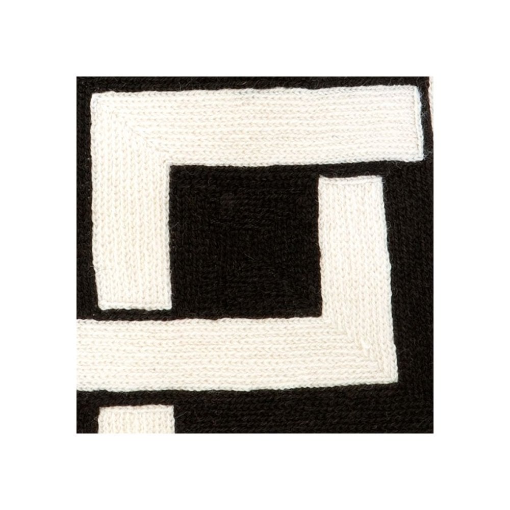 Monochrome Geometric Hand-Embroidered Pillow