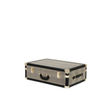 Vintage Checkered Brown Trunk Set with Brass Accents (Set of 3)