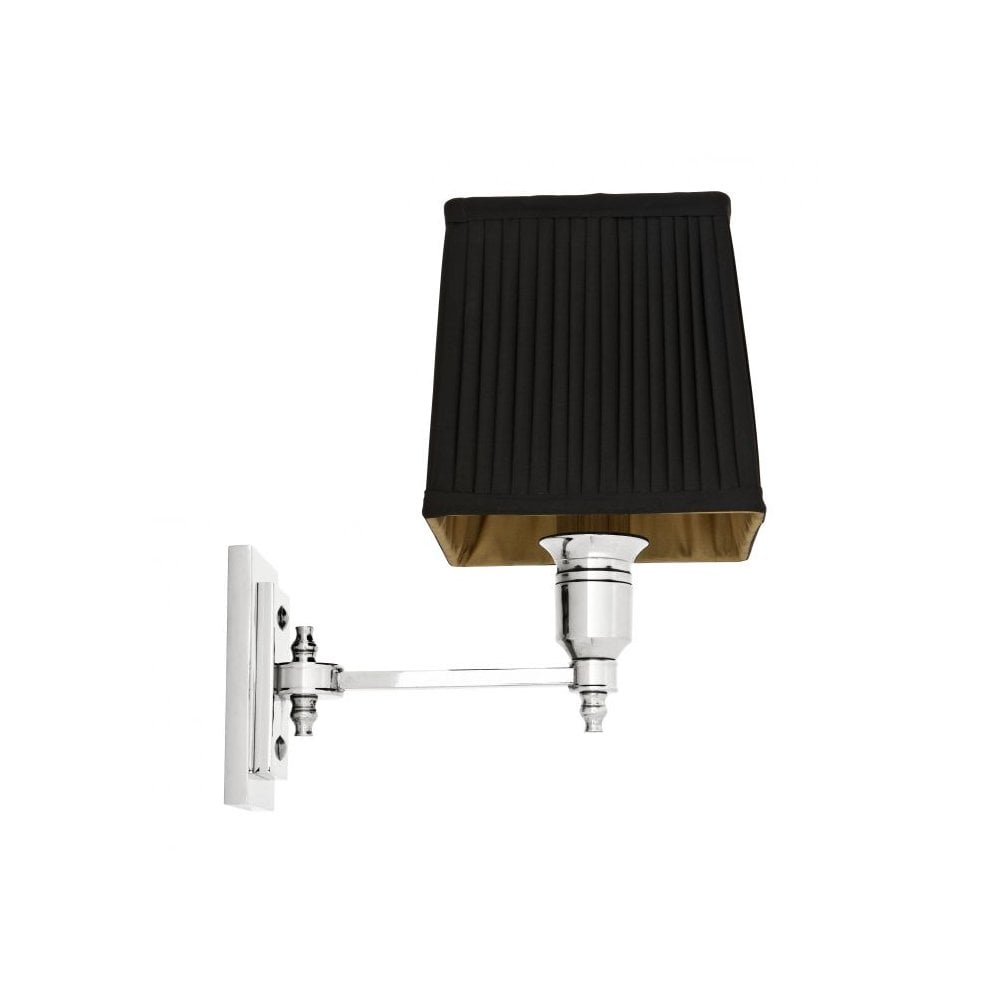 Lexington Nickel Wall Sconce with Pleated Black Shade