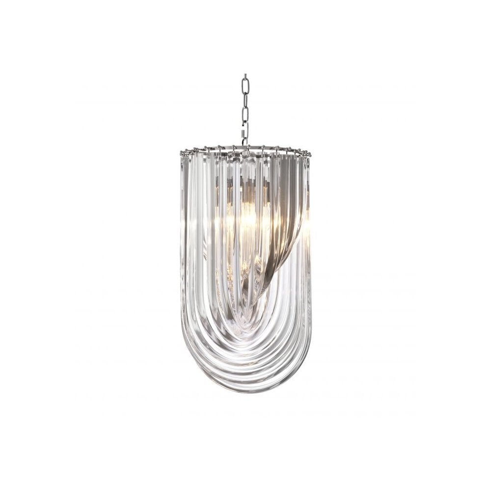 Elegant Murano Chandelier: Clear Acrylic with Nickel Finish, ø 35 cm
