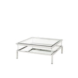 Harvey Square Coffee Table - Polished Stainless Steel with Display Features