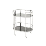 Elegant Townhouse Bar Cart, Stainless Steel & Smoked Glass
