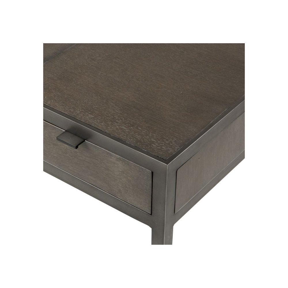 Scavullo Industrial Desk in Charcoal Oak and Bronze Finish
